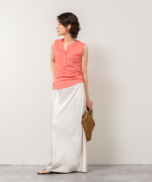NOLLEY’S（ノーリーズ）の「《アンサンブル対応》シアーワッフルヘンリーノースリーブ2WAYプルオーバーカットソー（Tシャツ/カットソー・レディース・ブラック/ピンク/キナリ・FREE）」の22枚目の写真