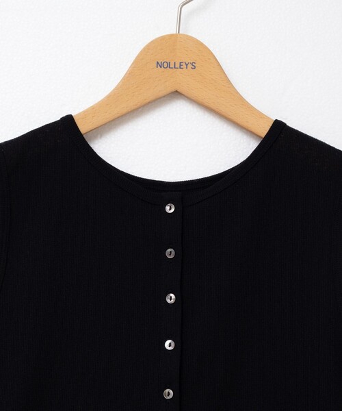 NOLLEY’S（ノーリーズ）の「《アンサンブル対応》シアーワッフルヘンリーノースリーブ2WAYプルオーバーカットソー（Tシャツ/カットソー・レディース・ブラック/ピンク/キナリ・FREE）」の12枚目の写真