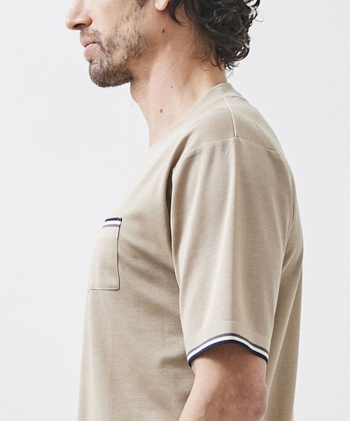 g-stage（ジーステージ）の「リブスタート ライン 半袖 Tシャツ（Tシャツ/カットソー・メンズ・ベージュ/ホワイト/ブラック・46/48/50）」の10枚目の写真