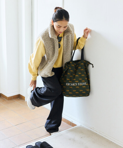 KiU(キウ)の「KiU×FREAK'S STORE/キウ×フリークスストア 別注 KIU ECO BAG エコバッグ(トートバッグ・メンズ・ブラック/キャメル/レオパード/ベージュ・ONE SIZE)」の22枚目の写真