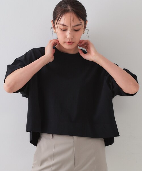 OPAQUE.CLIP(オペークドットクリップ)の「《5色展開》ワイドシルエットTシャツ【洗濯機洗い可】(Tシャツ/カットソー・レディース・ホワイト/ブラック/オレンジ/ライトブルー/チャコールグレー・00)」の3枚目の写真