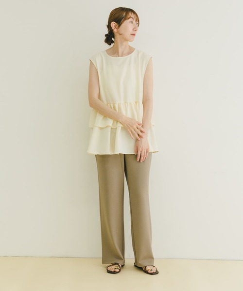 ITEMS URBANRESEARCH（アイテムズ アーバンリサーチ）の「カットジョーゼットイージーパンツ（その他パンツ・レディース・ブラック/ライトベージュ・FREE）」の10枚目の写真