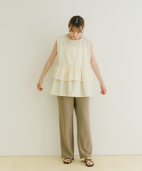 ITEMS URBANRESEARCH（アイテムズ アーバンリサーチ）の「カットジョーゼットイージーパンツ（その他パンツ・レディース・ブラック/ライトベージュ・FREE）」の11枚目の写真