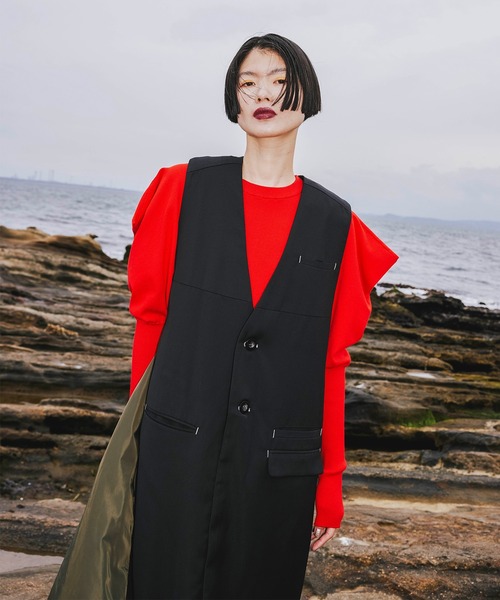 OMMO(オーエムエムオー)の「LONG VEST BALLOON OP(ワンピース・レディース・ブラックミックス/ブラック・38/36)」の14枚目の写真