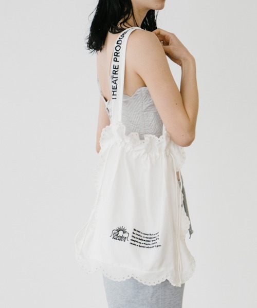 THEATRE PRODUCTS - シアタープロダクツ美品レーストップス 4/21(mon)〜 PREORDER コットンレーストートバッグ black/white