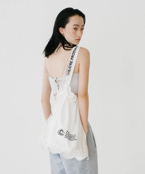 THEATRE PRODUCTS（シアタープロダクツ）の「コットンレースドローストリングバッグ（トートバッグ・レディース・ホワイト/ブラック・FREE）」の21枚目の写真