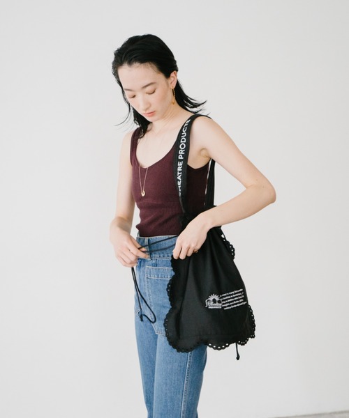 THEATRE PRODUCTS（シアタープロダクツ）の「コットンレースドローストリングバッグ（トートバッグ・レディース・ホワイト/ブラック・FREE）」の13枚目の写真