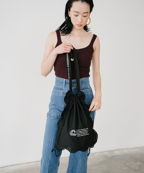 THEATRE PRODUCTS（シアタープロダクツ）の「コットンレースドローストリングバッグ（トートバッグ・レディース・ホワイト/ブラック・FREE）」の17枚目の写真