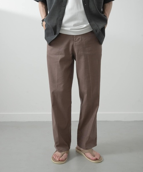ITEMS URBANRESEARCH（アイテムズ アーバンリサーチ）の「『セットアップ対応』Linen Blend Trousers（その他パンツ・メンズ・チャコールグレー/アイボリー/ブラウン・MEDIUM/LARGE）」の3枚目の写真