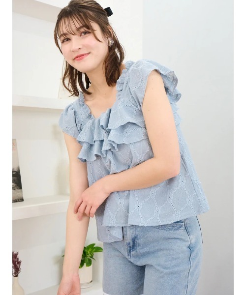 トップス レディース 春 夏 レース フリル アイレット 大人 楽天市場】【受注発注】トップス レディース アイレットレース
