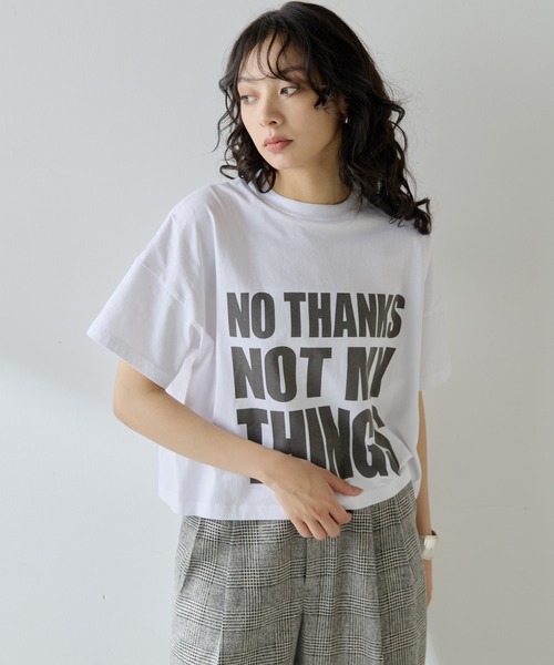 Whim Gazette(ウィムガゼット)の「NO THANKS ロゴTシャツ(Tシャツ/カットソー・レディース・ライトベージュ/オフホワイト・FREE)」の6枚目の写真