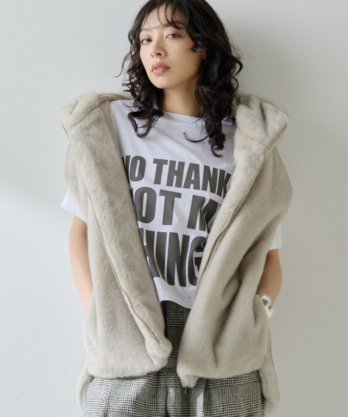 Whim Gazette(ウィムガゼット)の「NO THANKS ロゴTシャツ(Tシャツ/カットソー・レディース・ライトベージュ/オフホワイト・FREE)」の7枚目の写真