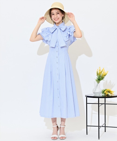 WILLSELECTION（ウィルセレクション）の「ラッフルスリーブリボンタイワンピース（ワンピース・レディース・ブルー系その他/オフホワイト/ネイビー・FREE）」の14枚目の写真