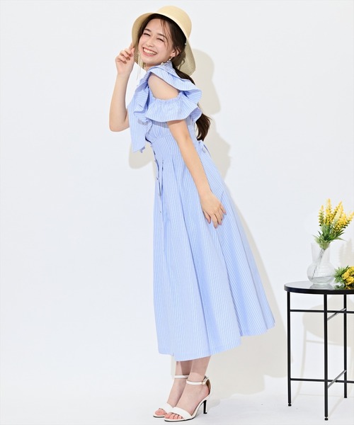 WILLSELECTION（ウィルセレクション）の「ラッフルスリーブリボンタイワンピース（ワンピース・レディース・ブルー系その他/オフホワイト/ネイビー・FREE）」の15枚目の写真