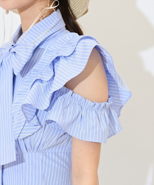 WILLSELECTION（ウィルセレクション）の「ラッフルスリーブリボンタイワンピース（ワンピース・レディース・ブルー系その他/オフホワイト/ネイビー・FREE）」の20枚目の写真