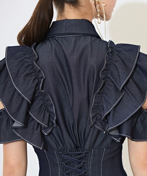 WILLSELECTION（ウィルセレクション）の「ラッフルスリーブリボンタイワンピース（ワンピース・レディース・ブルー系その他/オフホワイト/ネイビー・FREE）」の11枚目の写真