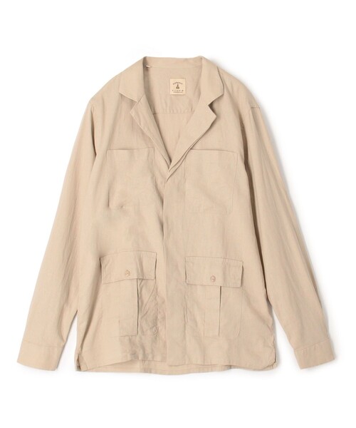 GUY ROVER（ギローバー）の「【別注】GUY ROVER リネンレーヨン サファリシャツ（シャツ/ブラウス・メンズ・カーキ/ブラック/サンドベージュ・L/M）」の3枚目の写真