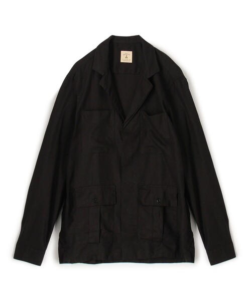 GUY ROVER（ギローバー）の「【別注】GUY ROVER リネンレーヨン サファリシャツ（シャツ/ブラウス・メンズ・カーキ/ブラック/サンドベージュ・L/M）」の2枚目の写真