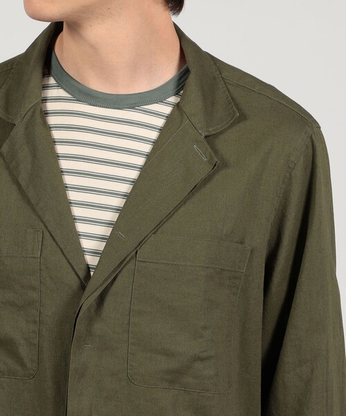 GUY ROVER（ギローバー）の「【別注】GUY ROVER リネンレーヨン サファリシャツ（シャツ/ブラウス・メンズ・カーキ/ブラック/サンドベージュ・L/M）」の4枚目の写真