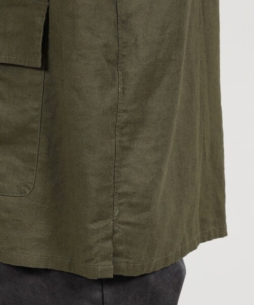 GUY ROVER（ギローバー）の「【別注】GUY ROVER リネンレーヨン サファリシャツ（シャツ/ブラウス・メンズ・カーキ/ブラック/サンドベージュ・L/M）」の6枚目の写真