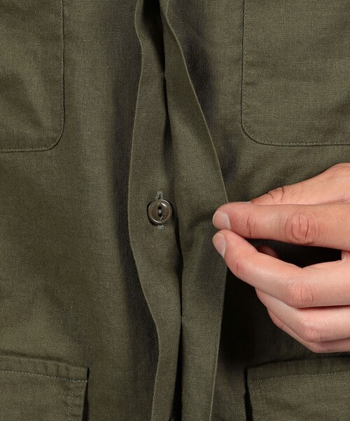 GUY ROVER（ギローバー）の「【別注】GUY ROVER リネンレーヨン サファリシャツ（シャツ/ブラウス・メンズ・カーキ/ブラック/サンドベージュ・L/M）」の9枚目の写真