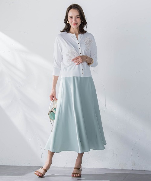 DT MaxMara ★ サッシュ留め ラップ スカート ISEO ブルー サッシュベルトラップフレアスカート｜HELIOPOLE｜HÉLIOPÔLE