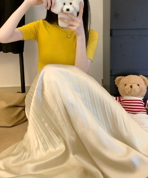 Aelina（エリナ）の「プリーツスカート（スカート・レディース・ブルー/ブラック/グリーン/ピンク/ベージュ・F）」の21枚目の写真