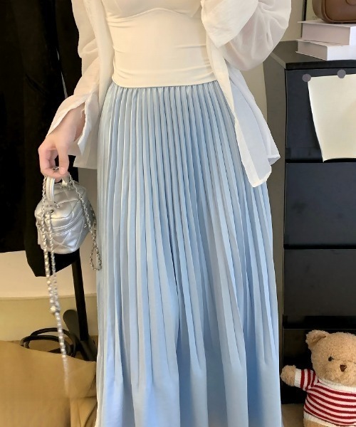 Aelina（エリナ）の「プリーツスカート（スカート・レディース・ブルー/ブラック/グリーン/ピンク/ベージュ・F）」の9枚目の写真