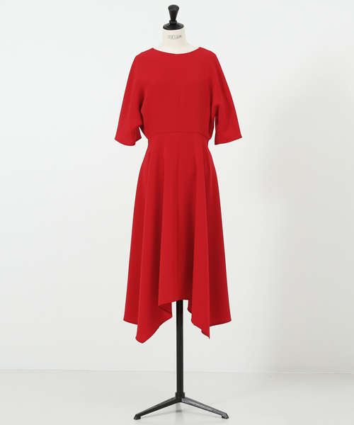 DESIGNWORKS（デザインワークス）の「トリアセ二重織ランダムヘムワンピース（ワンピース・レディース・ブラック/レッド・38）」の15枚目の写真