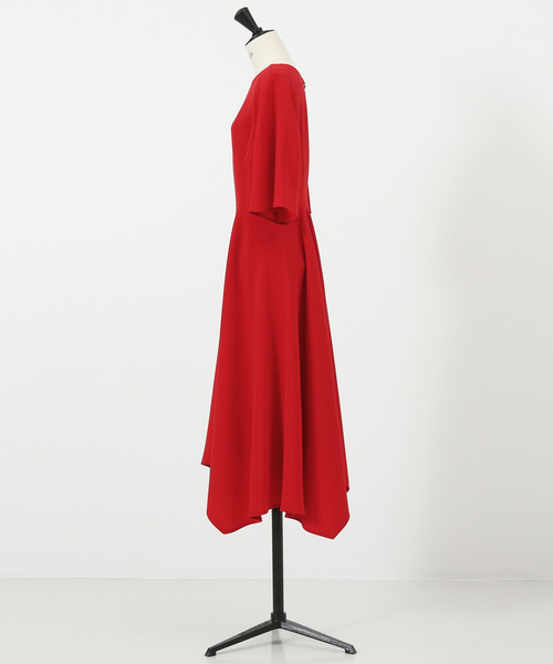 DESIGNWORKS（デザインワークス）の「トリアセ二重織ランダムヘムワンピース（ワンピース・レディース・ブラック/レッド・38）」の16枚目の写真