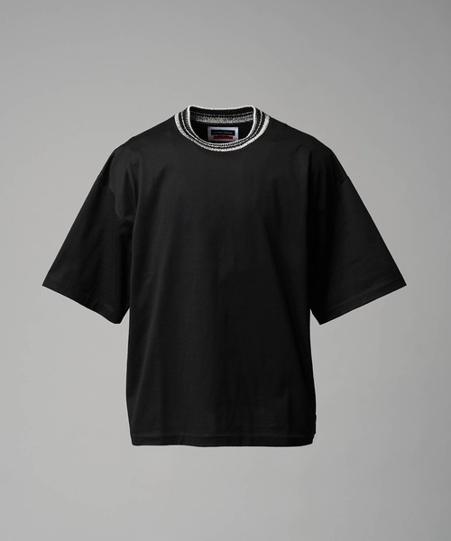 MAISON SPECIAL プライムオーバースラッシュニットTシャツ　黒 MAISON SPECIAL（メゾンスペシャル）の「《ユニセックスアイテム