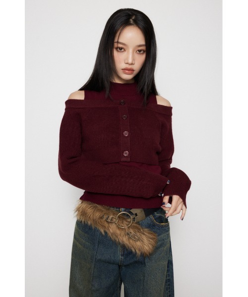 LAGUA GEM(ラグアジェム)の「2PIECE OFF SHOULDER ニット(ニット/セーター・レディース・レッド/ネイビー/杢グレー・FREE)」の17枚目の写真