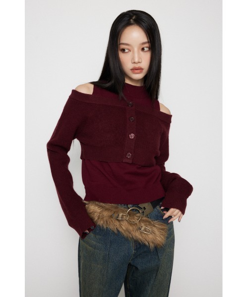 LAGUA GEM(ラグアジェム)の「2PIECE OFF SHOULDER ニット(ニット/セーター・レディース・レッド/ネイビー/杢グレー・FREE)」の18枚目の写真