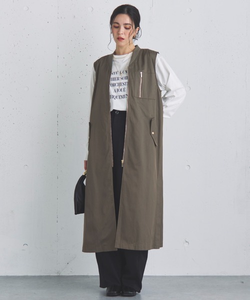 Doux archives（ドゥアルシーヴ）の「ロングMA-1ジレ（その他アウター・レディース・モカ/ブラック・FREE）」の2枚目の写真
