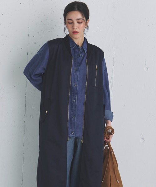 Doux archives（ドゥアルシーヴ）の「ロングMA-1ジレ（その他アウター・レディース・モカ/ブラック・FREE）」の5枚目の写真