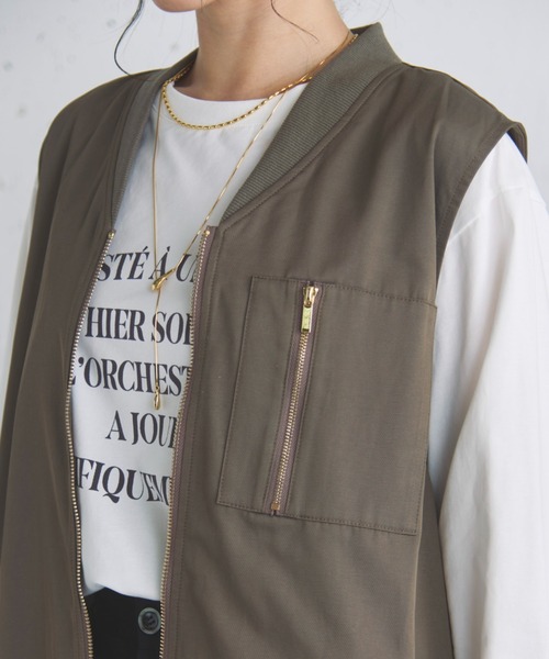 Doux archives（ドゥアルシーヴ）の「ロングMA-1ジレ（その他アウター・レディース・モカ/ブラック・FREE）」の21枚目の写真