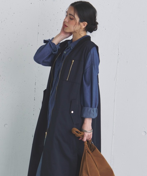 Doux archives（ドゥアルシーヴ）の「ロングMA-1ジレ（その他アウター・レディース・モカ/ブラック・FREE）」の4枚目の写真