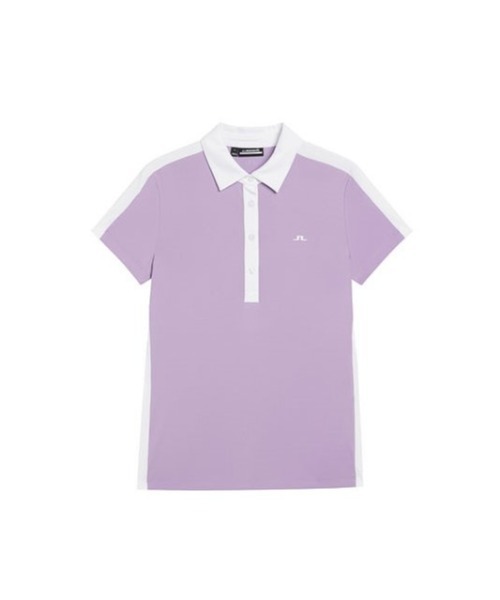 J.LINDEBERG(ジェイリンドバーグ)の「【J.LINDEBERG/GOLF】パネル配色ライン半袖ポロ(シャツ/ブラウス・レディース・ラベンダー/ブルー・38/36)」の2枚目の写真
