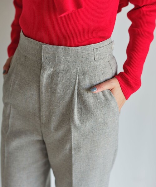 green label relaxing（グリーンレーベルリラクシング）の「［size SHORTあり］メランジツイル パンツ -ウォッシャブル-（スラックス・レディース・ブラック/ベージュ・SHORT/36/38/40）」の6枚目の写真