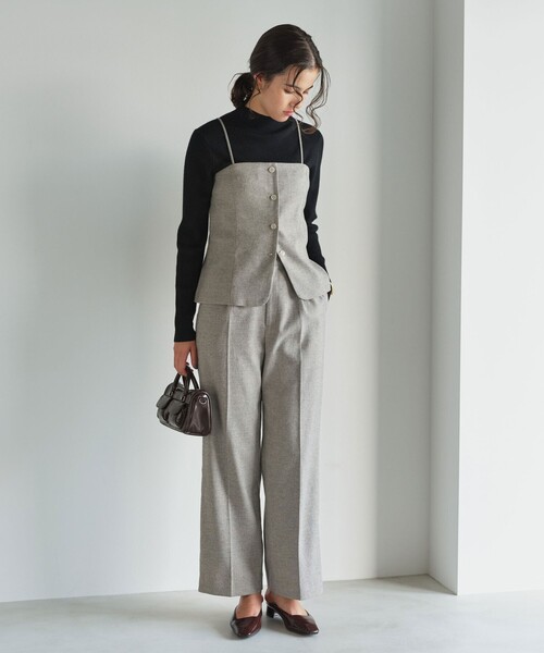 green label relaxing（グリーンレーベルリラクシング）の「［size SHORTあり］メランジツイル パンツ -ウォッシャブル-（スラックス・レディース・ブラック/ベージュ・SHORT/36/38/40）」の11枚目の写真