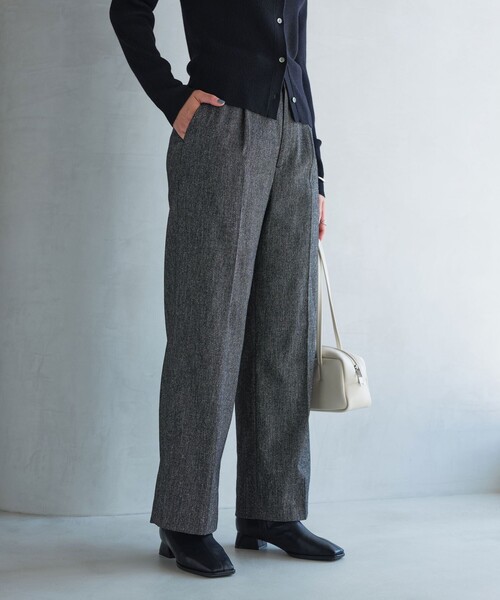 green label relaxing（グリーンレーベルリラクシング）の「［size SHORTあり］メランジツイル パンツ -ウォッシャブル-（スラックス・レディース・ブラック/ベージュ・SHORT/36/38/40）」の12枚目の写真