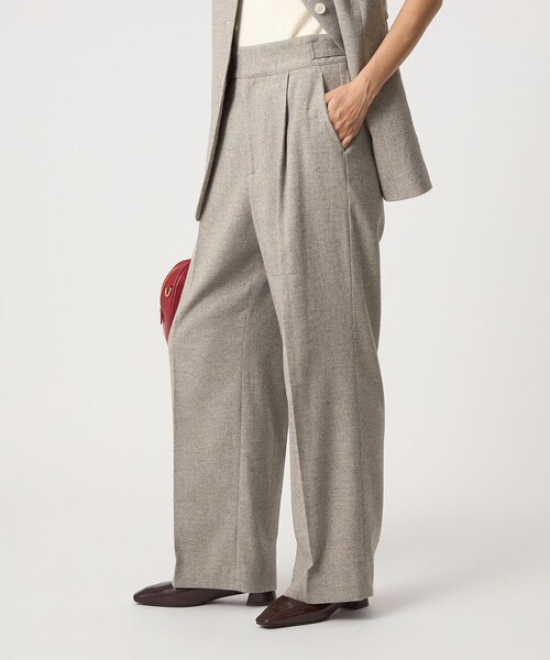 green label relaxing（グリーンレーベルリラクシング）の「［size SHORTあり］メランジツイル パンツ -ウォッシャブル-（スラックス・レディース・ブラック/ベージュ・SHORT/36/38/40）」の17枚目の写真