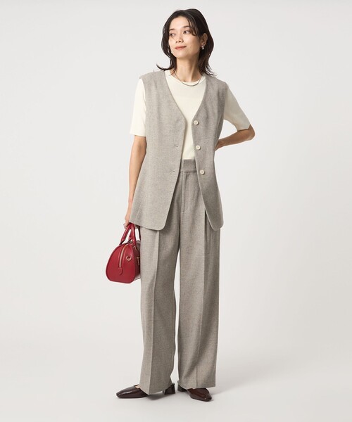 green label relaxing（グリーンレーベルリラクシング）の「［size SHORTあり］メランジツイル パンツ -ウォッシャブル-（スラックス・レディース・ブラック/ベージュ・SHORT/36/38/40）」の18枚目の写真