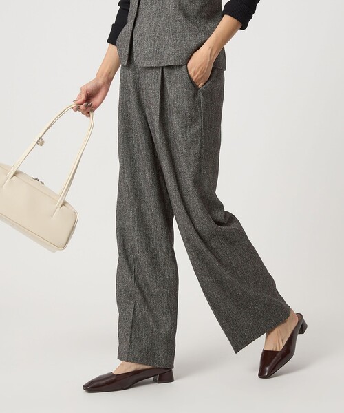 green label relaxing（グリーンレーベルリラクシング）の「［size SHORTあり］メランジツイル パンツ -ウォッシャブル-（スラックス・レディース・ブラック/ベージュ・SHORT/36/38/40）」の22枚目の写真