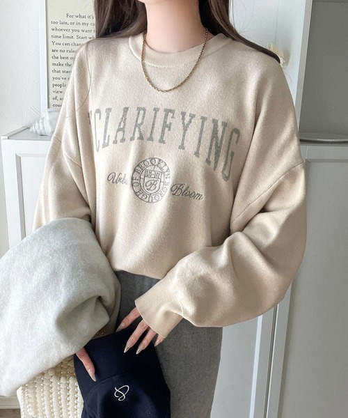 classicalelf(クラシカルエルフ)の「トレンド感たっぷりのエンブレムロゴ入りダブルジャガード ニット プルオーバー(ニット/セーター・レディース・ライトグレー/アイボリー/チャコール/ブラウン・MEDIUM/LARGE/X-LARGE/SMALL)」の7枚目の写真