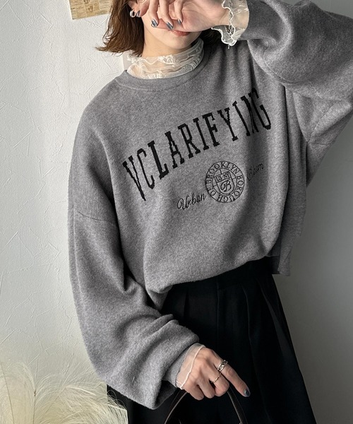 classicalelf(クラシカルエルフ)の「トレンド感たっぷりのエンブレムロゴ入りダブルジャガード ニット プルオーバー(ニット/セーター・レディース・ライトグレー/アイボリー/チャコール/ブラウン・MEDIUM/LARGE/X-LARGE/SMALL)」の21枚目の写真