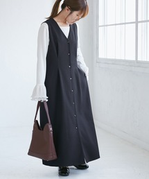 ROPE' PICNIC(ロペピクニック)の【低身長・小柄さんサイズ】ウールライクウエストタックジャンパースカート/セットアップ対応(ジャンパースカート)