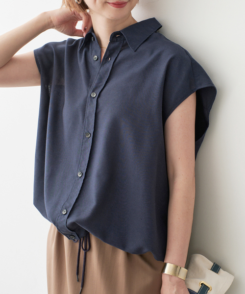 ソフトブロードフレンチヘムギャザーシャツ