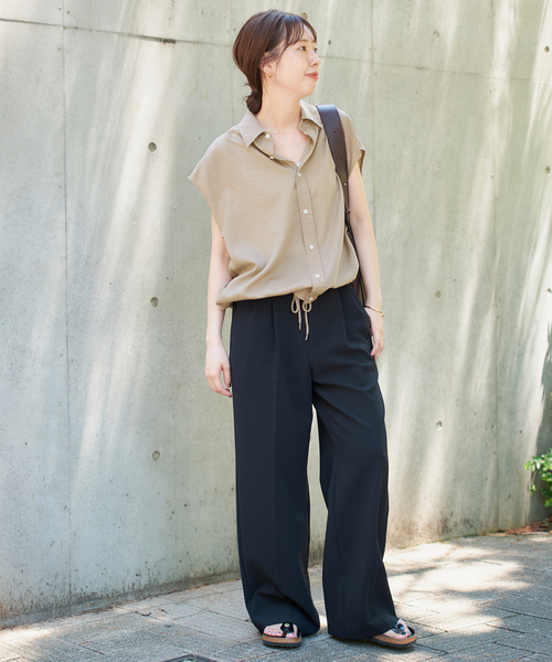 ソフトブロードフレンチヘムギャザーシャツ