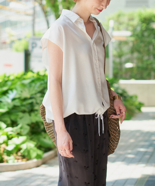 Spick and Span ソフトブロードフレンチヘムギャザーシャツ　新品　白 セール】ソフトブロードフレンチヘムギャザーシャツ（シャツ